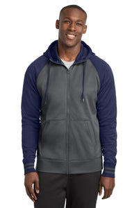 Sport-Tek Sport-Wick Varsity Fleece Full-Zip Hooded Jacket - Dark Smoke Grey/ Navy
