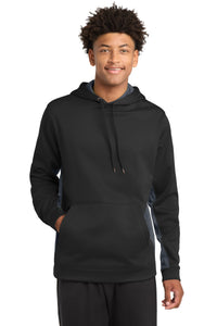 Sport-Tek Sport-Wick CamoHex Fleece Colorblock Hooded Pullover - Black/ Dark Smoke Grey