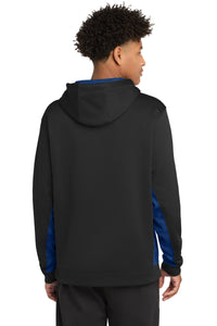 Sport-Tek Sport-Wick CamoHex Fleece Colorblock Hooded Pullover - Black/ True Royal Back