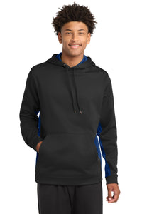Sport-Tek Sport-Wick CamoHex Fleece Colorblock Hooded Pullover - Black/ True Royal