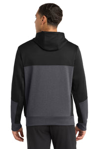 Sport-Tek Tech Fleece Colorblock Full-Zip Hooded Jacket - Black/ Graphite Heather/ Black Back