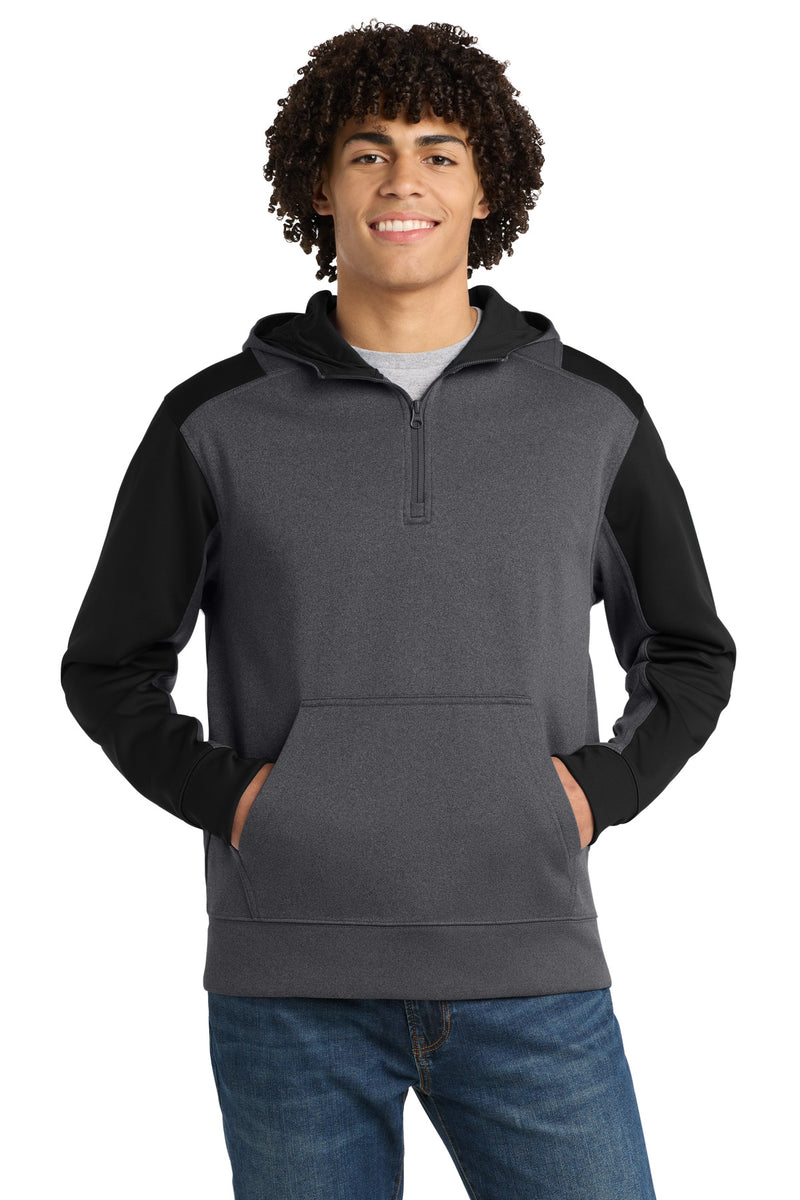 Sport-Tek  Tech Fleece Colorblock 1/4-Zip Hooded Sweatshirt
