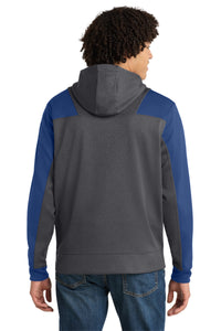 Sport-Tek  Tech Fleece Colorblock 1/4-Zip Hooded Sweatshirt - Graphite Heather/ True Royal Back