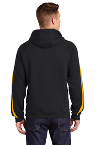 Sport-Tek Sleeve Stripe Pullover Hooded Sweatshirt - Black/ Gold Back