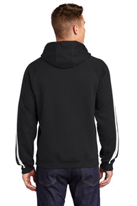 Sport-Tek Sleeve Stripe Pullover Hooded Sweatshirt - Black/ White Back