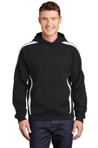 Sport-Tek Sleeve Stripe Pullover Hooded Sweatshirt - Black/ White