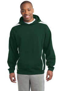 Sport-Tek Sleeve Stripe Pullover Hooded Sweatshirt - Forest Green/ White
