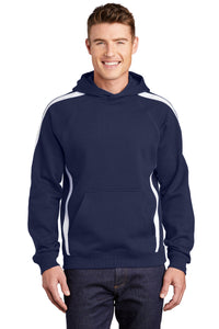 Sport-Tek Sleeve Stripe Pullover Hooded Sweatshirt - True Navy/ White