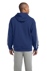 Sport-Tek Sleeve Stripe Pullover Hooded Sweatshirt - True Royal/ White Back
