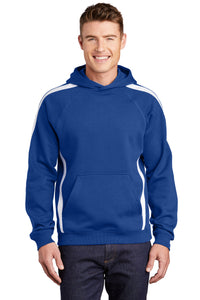 Sport-Tek Sleeve Stripe Pullover Hooded Sweatshirt - True Royal/ White