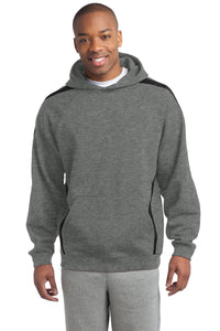 Sport-Tek Sleeve Stripe Pullover Hooded Sweatshirt - Vintage Heather/ Black
