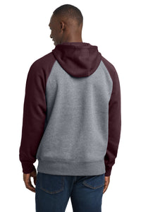 Sport-Tek Raglan Colorblock Pullover Hooded Sweatshirt - Maroon/ Vintage Heather Back