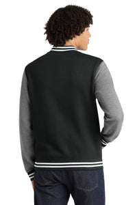 Sport-Tek Fleece Letterman Jacket - Black/ Vintage Heather Back