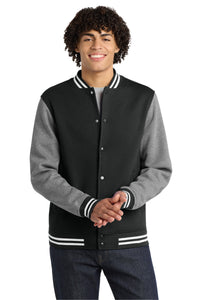 Sport-Tek Fleece Letterman Jacket - Black/ Vintage Heather