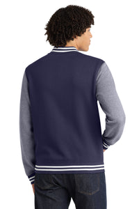 Sport-Tek Fleece Letterman Jacket - True Navy/ Vintage Heather Back
