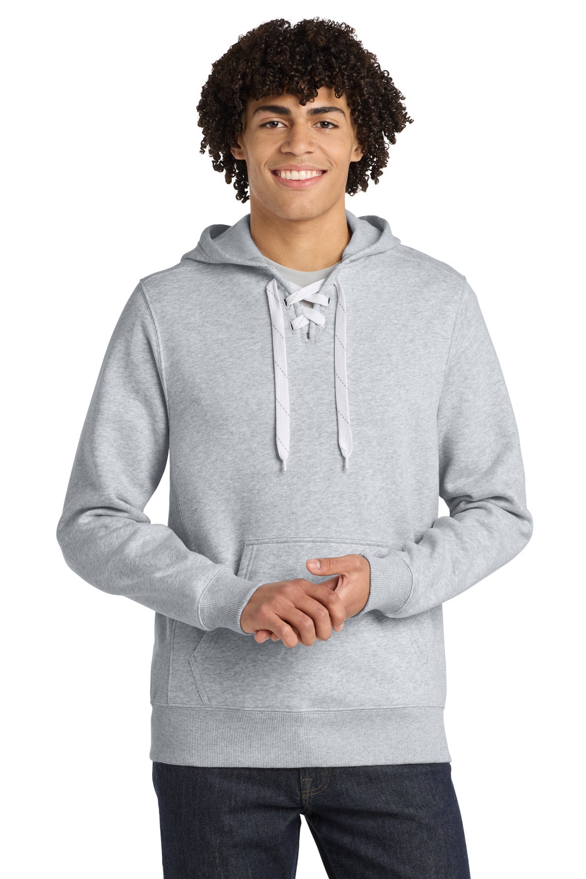 Sport-Tek Lace Up Pullover Hooded Sweatshirt - Athletic Heather