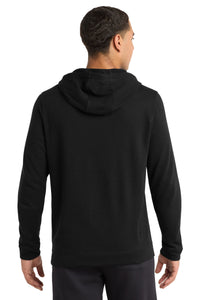 Sport-Tek  PosiCharge  Tri-Blend Wicking Fleece Hooded Pullover - Black Triad Solid Back