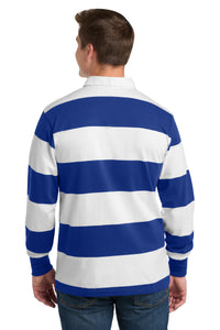 Sport-Tek Classic Long Sleeve Rugby Polo - True Royal/ White Back