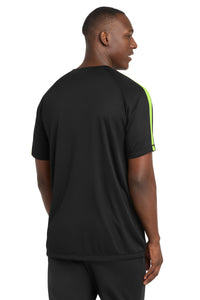Sport-Tek Colorblock PosiCharge Competitor Tee - Black/ Lime Shock Back