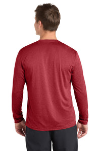 Sport-Tek Long Sleeve Heather Contender Tee - Scarlet Heather Back