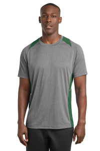 Sport-Tek Heather Colorblock Contender Tee - Vintage Heather/ Forest Green
