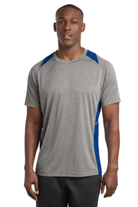Sport-Tek Heather Colorblock Contender Tee - Vintage Heather/ True Royal