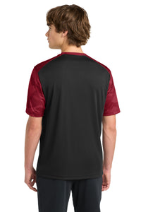 Sport-Tek CamoHex Colorblock Tee - Black/ Deep Red Back