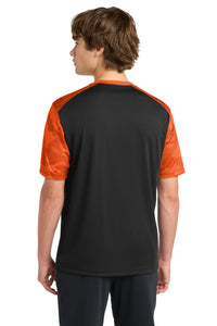 Sport-Tek CamoHex Colorblock Tee - Black/ Neon Orange Back