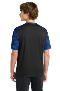Sport-Tek CamoHex Colorblock Tee - Black/ True Royal Back