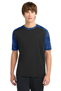 Sport-Tek CamoHex Colorblock Tee - Black/ True Royal