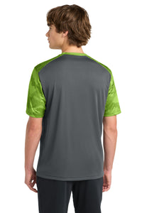 Sport-Tek CamoHex Colorblock Tee - Iron Grey/ Lime Shock Back