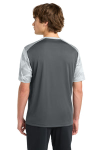 Sport-Tek CamoHex Colorblock Tee - Iron Grey/ White Back
