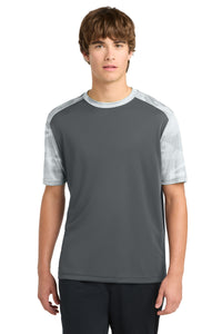 Sport-Tek CamoHex Colorblock Tee - Iron Grey/ White