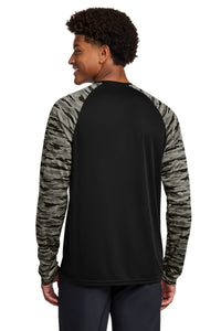 Sport-Tek Drift Camo Colorblock Long Sleeve Tee ST376LS - Black Back