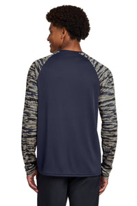 Sport-Tek Drift Camo Colorblock Long Sleeve Tee ST376LS - True Navy Back