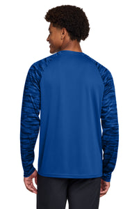 Sport-Tek Drift Camo Colorblock Long Sleeve Tee ST376LS - True Royal Back