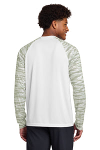 Sport-Tek Drift Camo Colorblock Long Sleeve Tee ST376LS - White Back