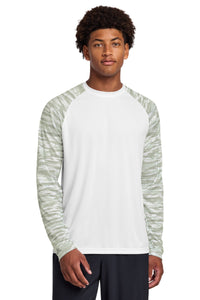 Sport-Tek Drift Camo Colorblock Long Sleeve Tee ST376LS - White
