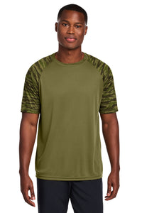 Sport-Tek Drift Camo Colorblock Tee ST376 - Olive Drab Green