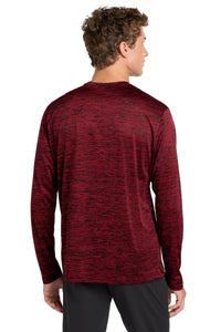 Sport-Tek  PosiCharge  Long Sleeve Electric Heather Tee - Deep Red-Black Electric Back