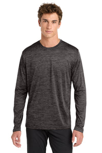 Sport-Tek  PosiCharge  Long Sleeve Electric Heather Tee - Grey-Black Electric