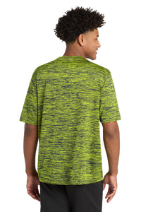 Sport-Tek PosiCharge Electric Heather Tee - Lime Shock-True Navy Electric Back