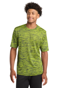 Sport-Tek PosiCharge Electric Heather Tee - Lime Shock-True Navy Electric