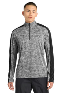 Sport-Tek PosiCharge Electric Heather Colorblock 1/4-Zip Pullover - Black Electric/ Black