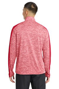 Sport-Tek PosiCharge Electric Heather Colorblock 1/4-Zip Pullover - Deep Red Electric/ Deep Red Back