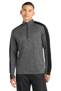 Sport-Tek PosiCharge Electric Heather Colorblock 1/4-Zip Pullover - Grey-Black Electric/ Black