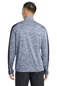 Sport-Tek PosiCharge Electric Heather Colorblock 1/4-Zip Pullover - True Navy Electric/ True Navy Back