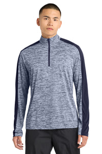 Sport-Tek PosiCharge Electric Heather Colorblock 1/4-Zip Pullover - True Navy Electric/ True Navy