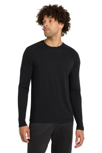 Sport-Tek  PosiCharge  Long Sleeve Tri-Blend Wicking Raglan Tee ST400LS - Black Triad Solid