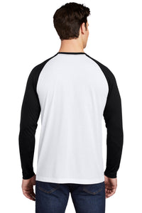 Sport-Tek  PosiCharge  Long Sleeve Tri-Blend Wicking Raglan Tee ST400LS - Black Triad Solid/ White Triad Solid Back